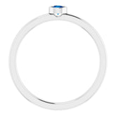 Rhodium-Plated Sterling Silver 3 mm Lab-Grown Blue Sapphire Ring